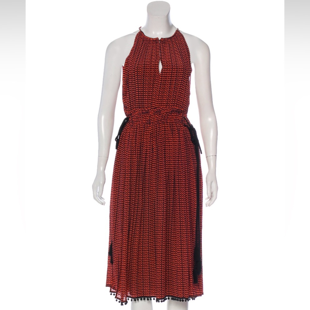 Apiece Apart Lippard Midi Dress coral orange & black 0 | XS
